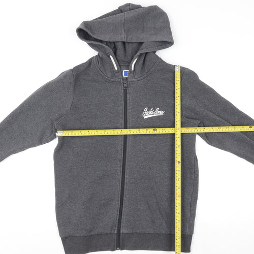 Jack & Jones Men’s Grey Hooded Full Zip Fleece Jacket Size M