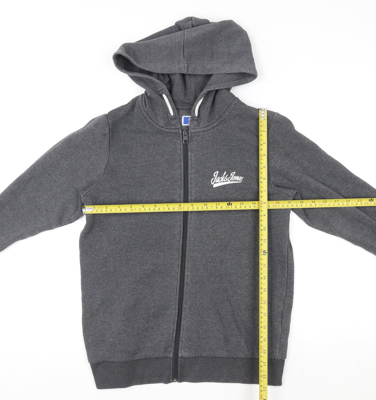 Jack & Jones Men’s Grey Hooded Full Zip Fleece Jacket Size M