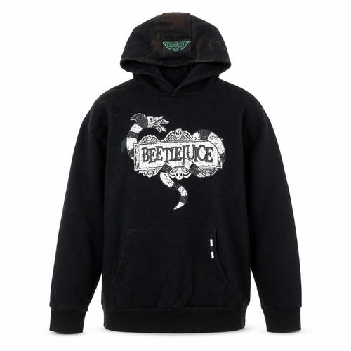Beetlejuice Boys Black Pullover Hoodie 13-14 Years Graphic Print Cotton Blend