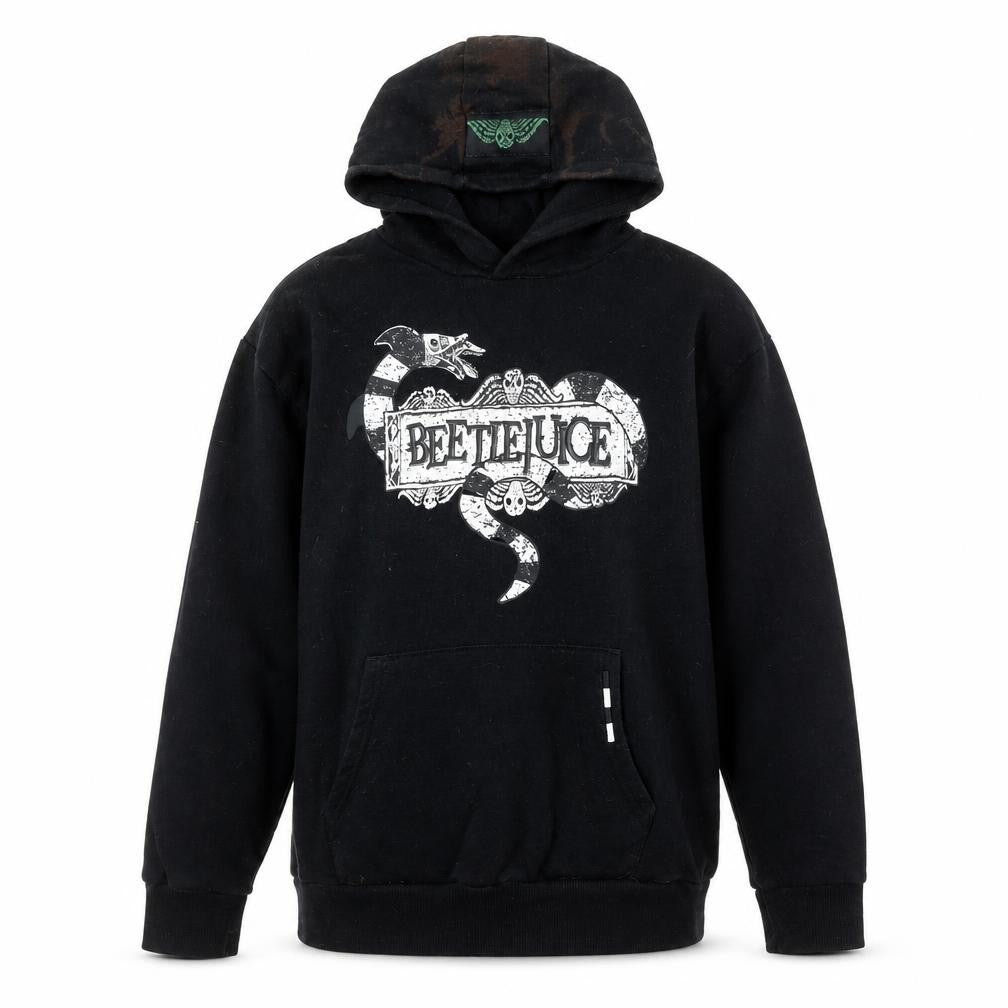 Beetlejuice Boys Black Pullover Hoodie 13-14 Years Graphic Print Cotton Blend