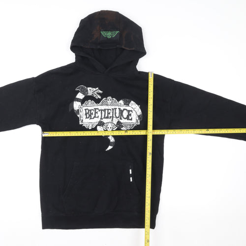 Beetlejuice Boys Black Pullover Hoodie 13-14 Years Graphic Print Cotton Blend