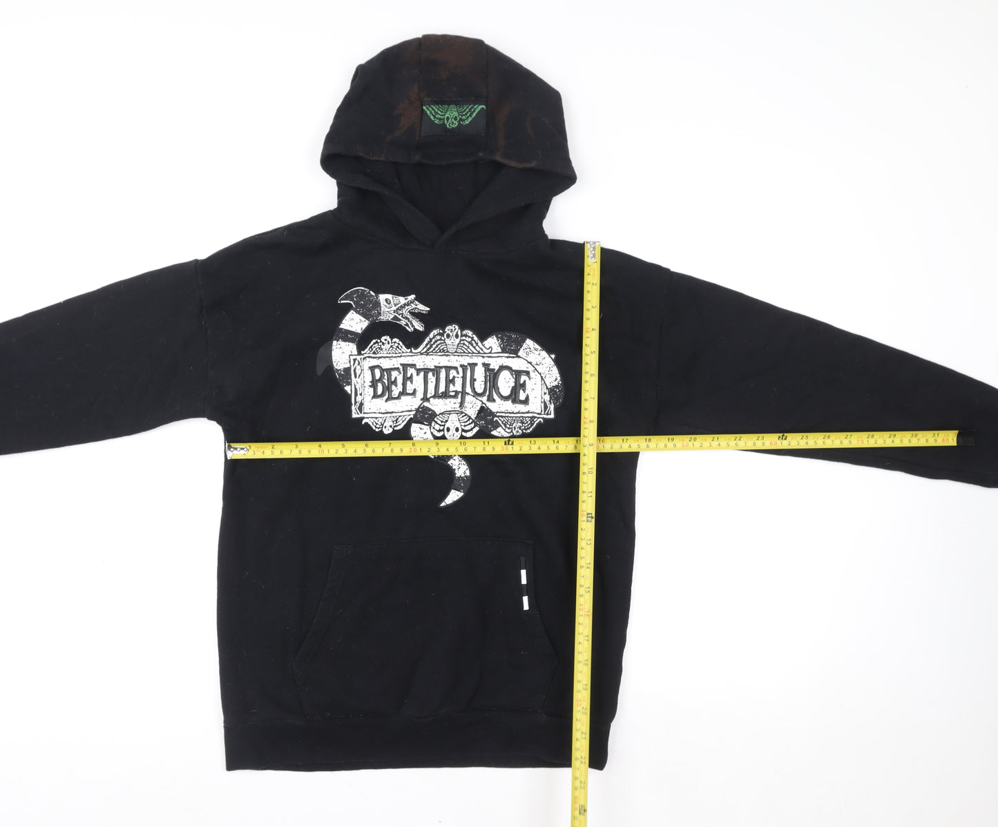 Beetlejuice Boys Black Pullover Hoodie 13-14 Years Graphic Print Cotton Blend