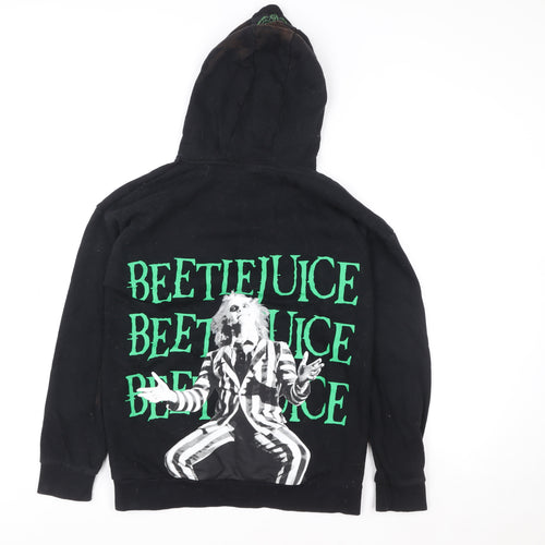 Beetlejuice Boys Black Pullover Hoodie 13-14 Years Graphic Print Cotton Blend