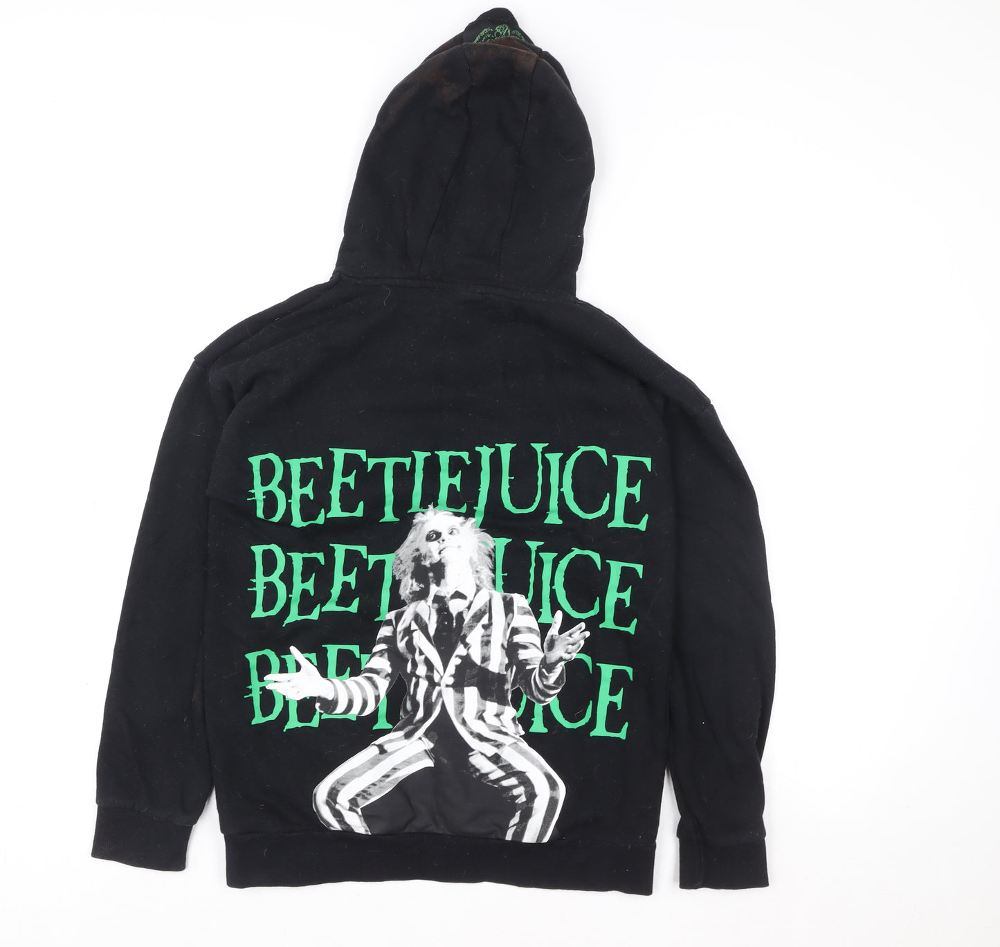 Beetlejuice Boys Black Pullover Hoodie 13-14 Years Graphic Print Cotton Blend