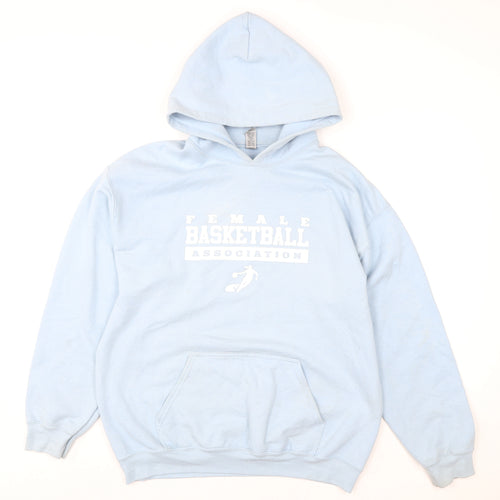 Gildan Womens Light Blue Pullover Hoodie L Heavy Blend Basketball Graphic
