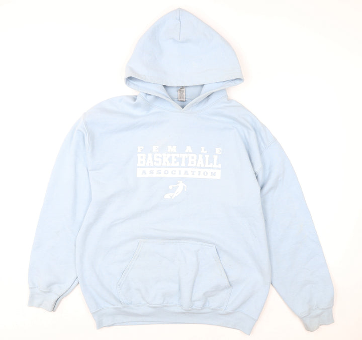 Gildan Womens Light Blue Pullover Hoodie L Heavy Blend Basketball Graphic