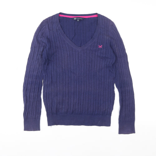 Crew Clothing Company Women's Blue Cotton V-Neck Jumper Size 10