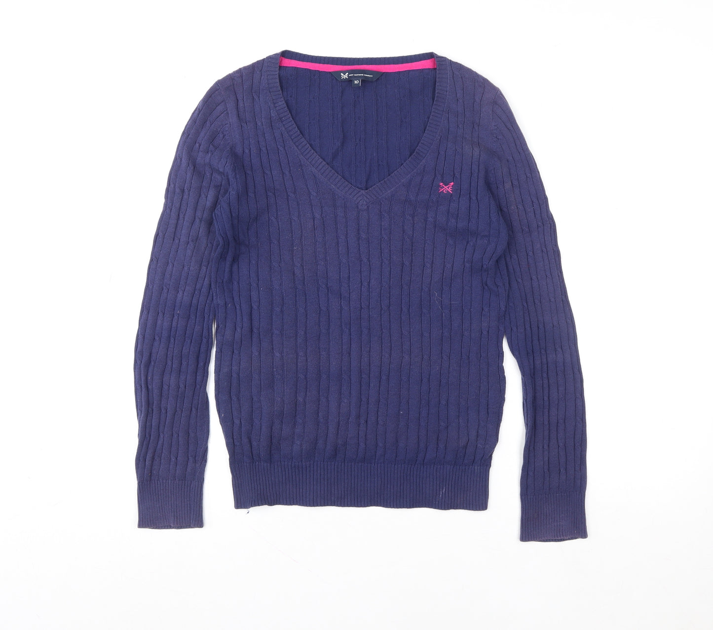 Crew Clothing Company Women's Blue Cotton V-Neck Jumper Size 10