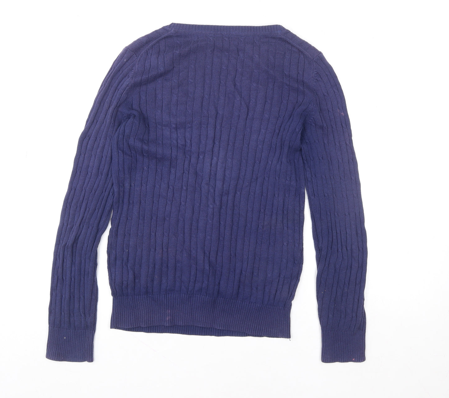 Crew Clothing Company Women's Blue Cotton V-Neck Jumper Size 10