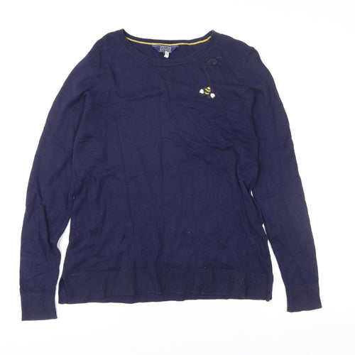 Joules Women Navy Blue Cotton Knit Pullover Sweater UK 10
