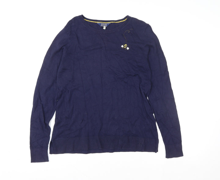 Joules Women Navy Blue Cotton Knit Pullover Sweater UK 10