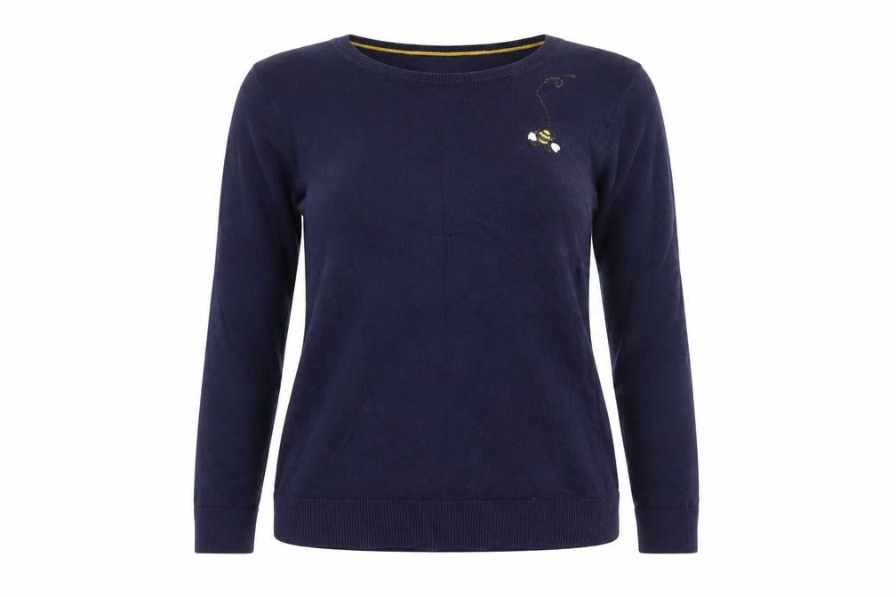 Front view of Joules Women Navy Blue Cotton Knit Pullover Sweater UK 10