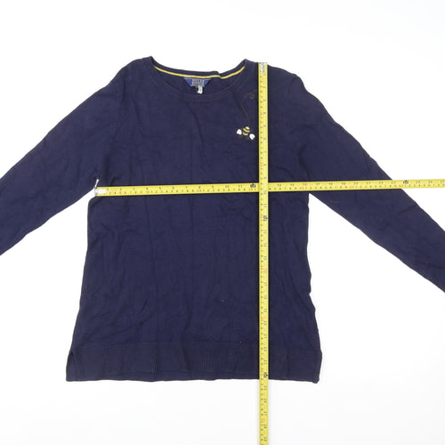 Joules Women Navy Blue Cotton Knit Pullover Sweater UK 10