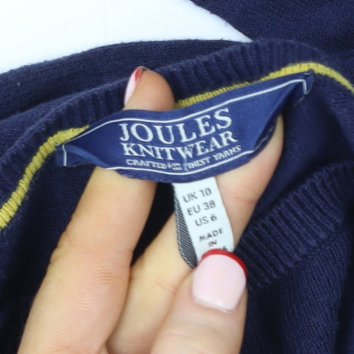 Joules Women Navy Blue Cotton Knit Pullover Sweater UK 10