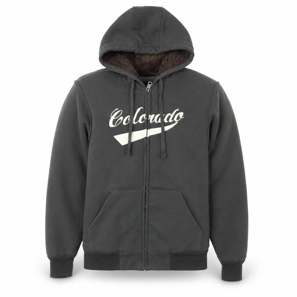 Front view of Cedarwood State Men’s Black Hooded Lined Jacket, size S, Casual Zip-Up