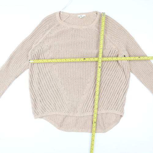 H&M Women’s Beige Open-Knit Cotton Acrylic Jumper Size L