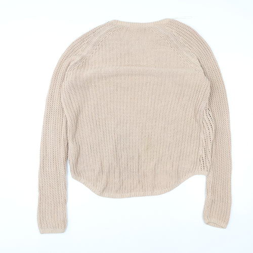 H&M Women’s Beige Open-Knit Cotton Acrylic Jumper Size L