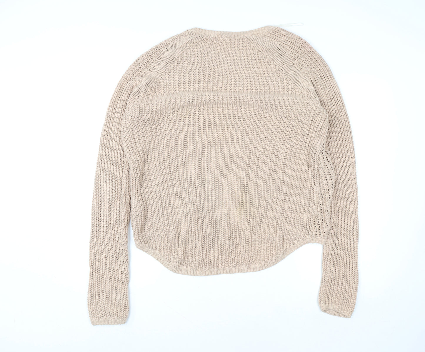 H&M Women’s Beige Open-Knit Cotton Acrylic Jumper Size L