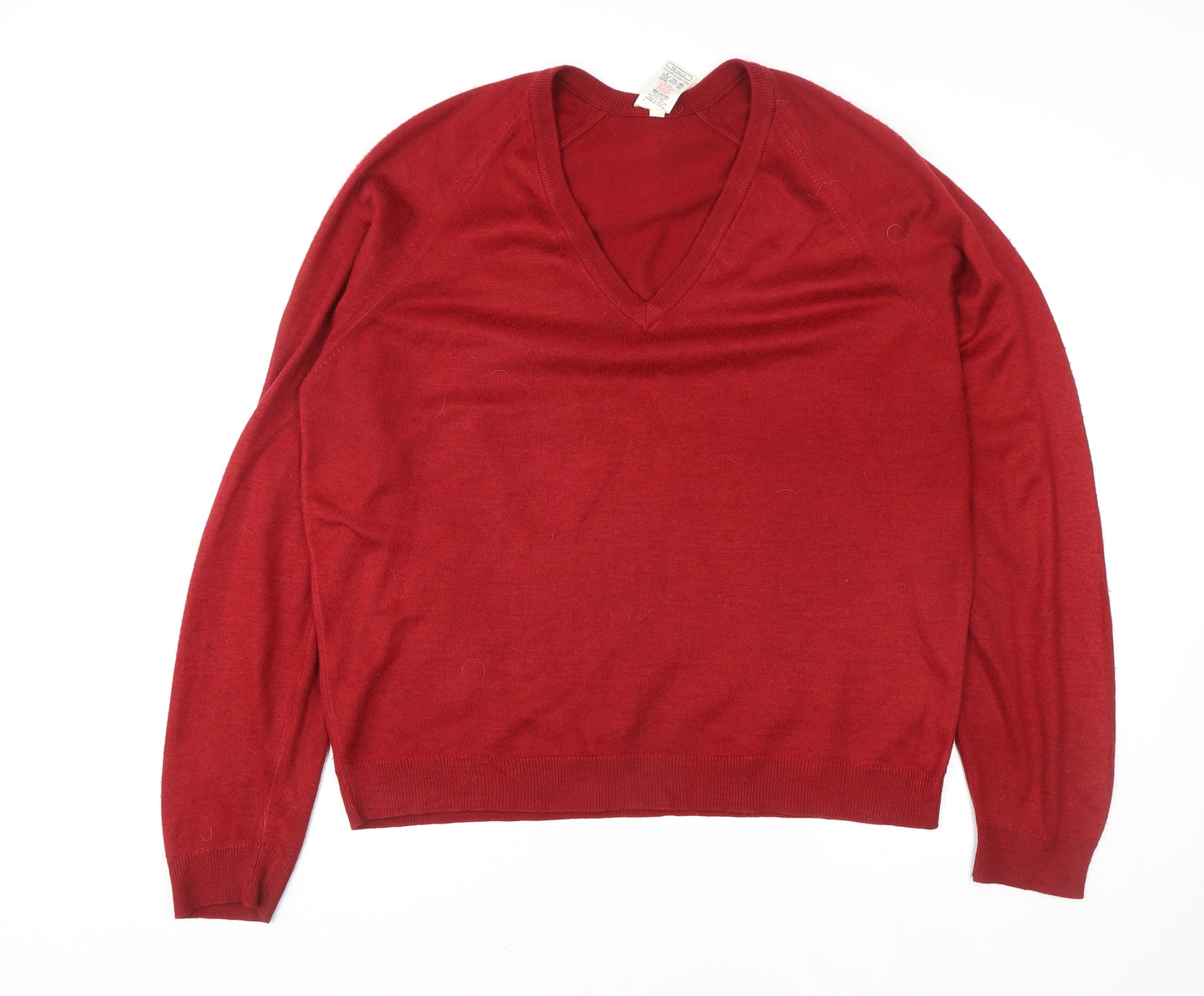 Marks and Spencer Women Red V-Neck Pullover Acrylic Jumper Size XL