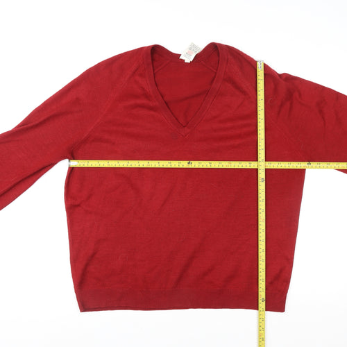 Marks and Spencer Women Red V-Neck Pullover Acrylic Jumper Size XL