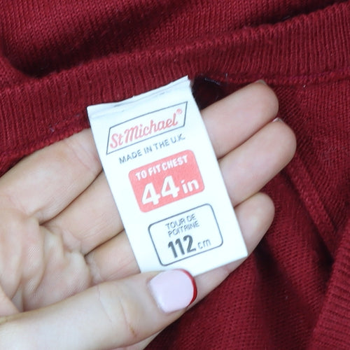 Marks and Spencer Women Red V-Neck Pullover Acrylic Jumper Size XL