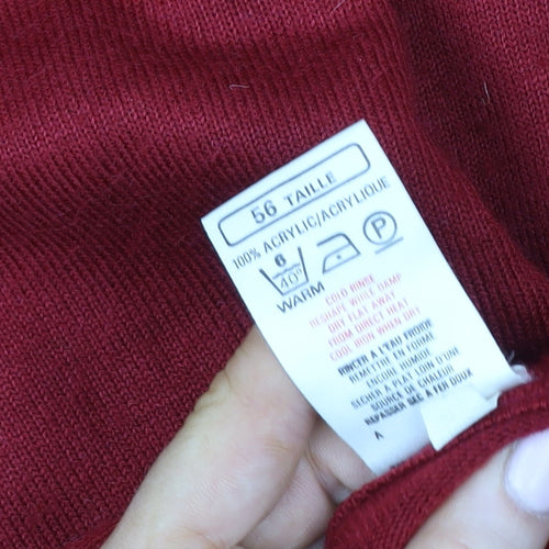 Marks and Spencer Women Red V-Neck Pullover Acrylic Jumper Size XL