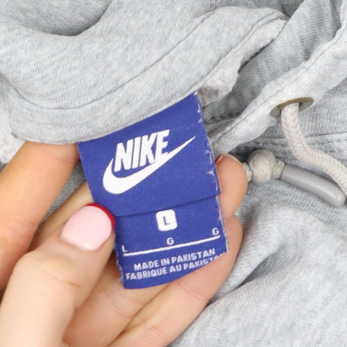 Nike Women’s Grey Hoodie L Pullover Cotton Blend Sportswear