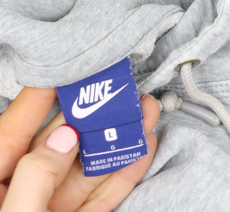 Nike Women’s Grey Hoodie L Pullover Cotton Blend Sportswear
