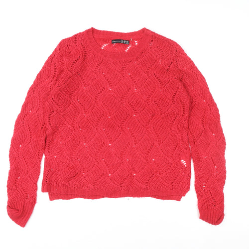 Atmosphere Women's Red Open-Knit Mohair Pullover Jumper Size 12