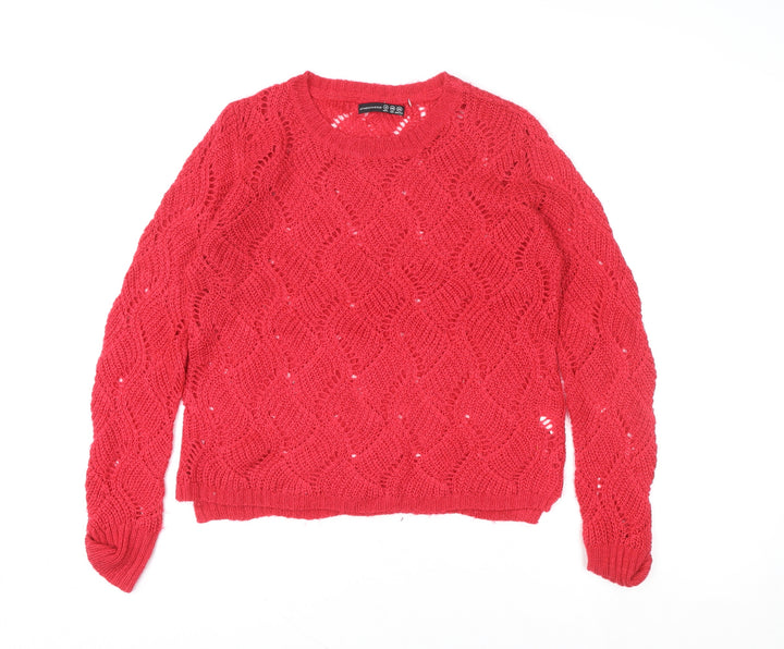 Atmosphere Women's Red Open-Knit Mohair Pullover Jumper Size 12