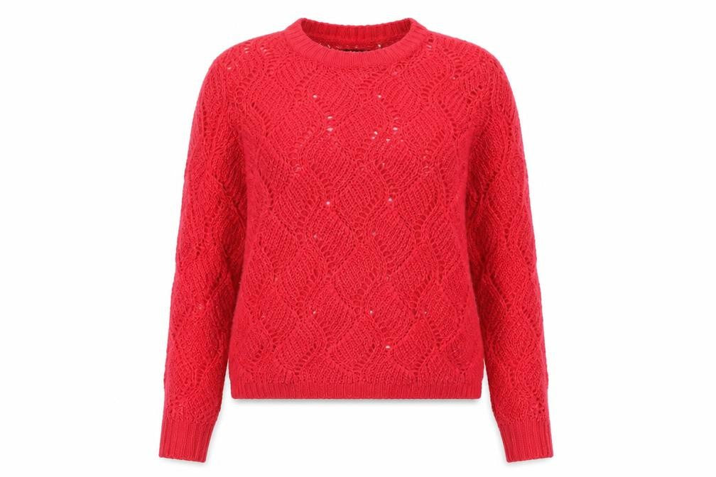Front view of Atmosphere Women's Red Open-Knit Mohair jumper, size 12