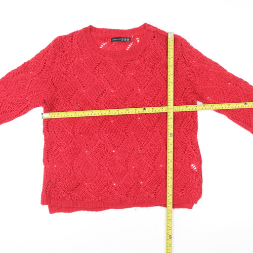 Atmosphere Women's Red Open-Knit Mohair Pullover Jumper Size 12