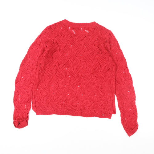 Atmosphere Women's Red Open-Knit Mohair Pullover Jumper Size 12