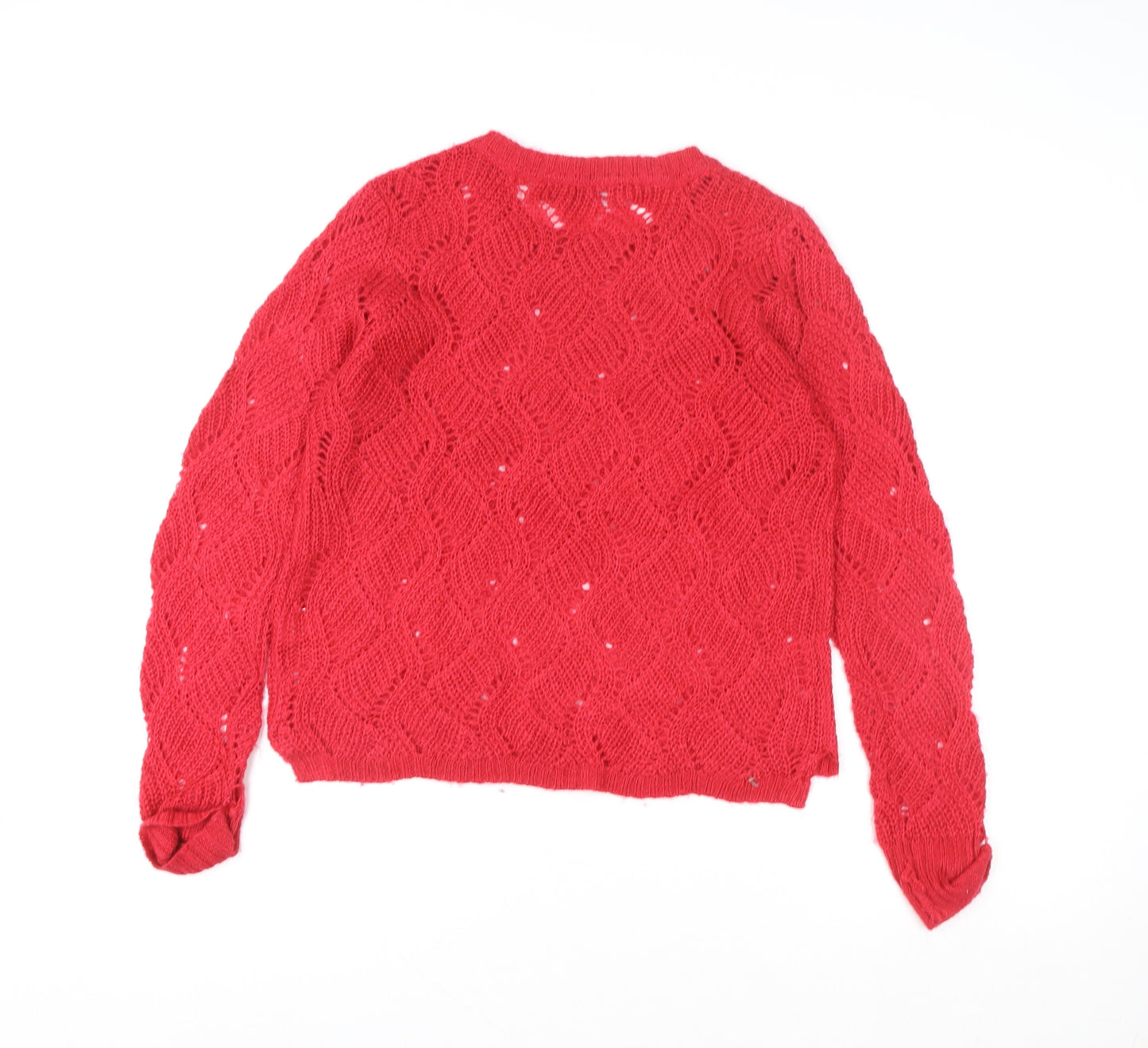 Atmosphere Women's Red Open-Knit Mohair Pullover Jumper Size 12