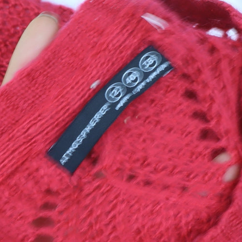 Atmosphere Women's Red Open-Knit Mohair Pullover Jumper Size 12