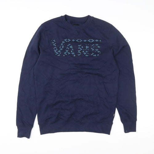 Vans Men's Blue XS Crew Neck Logo Pullover Sweatshirt