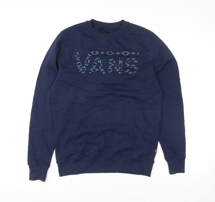 Vans Men's Blue XS Crew Neck Logo Pullover Sweatshirt