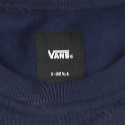 Vans Men's Blue XS Crew Neck Logo Pullover Sweatshirt