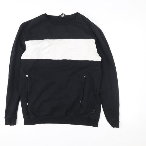 boohooMAN Men Black Crew Neck Pullover Sweatshirt M