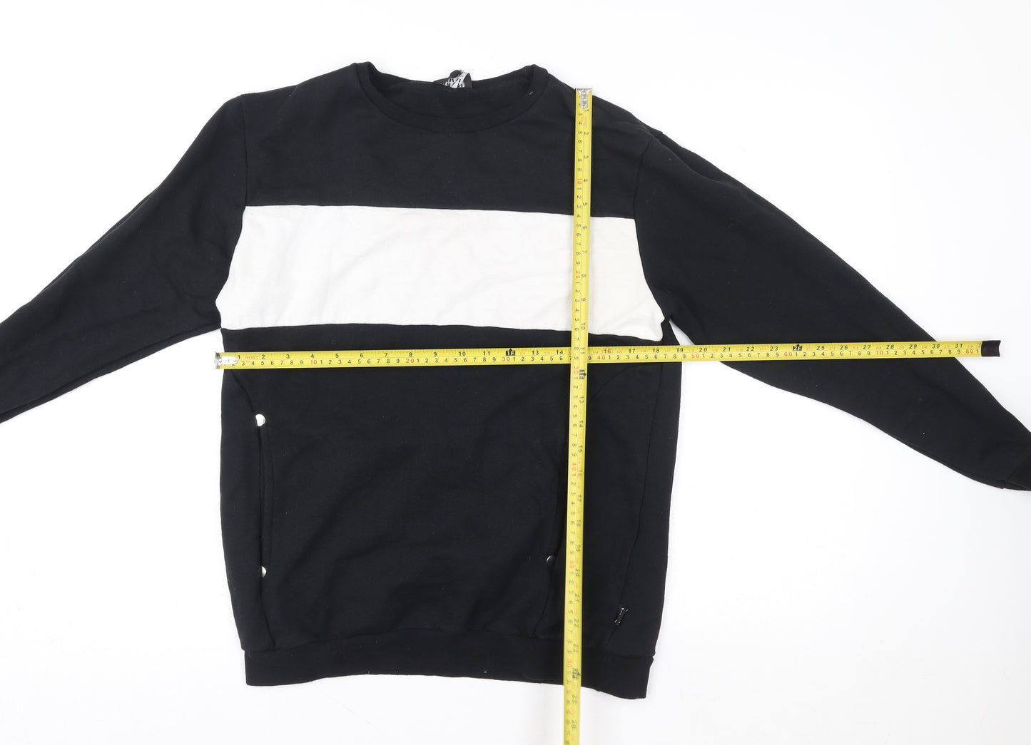 boohooMAN Men Black Crew Neck Pullover Sweatshirt M