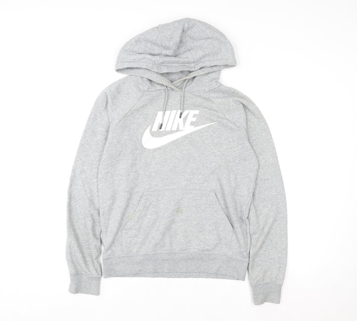 Nike Womens Grey XS Pullover Hoodie with Logo Print