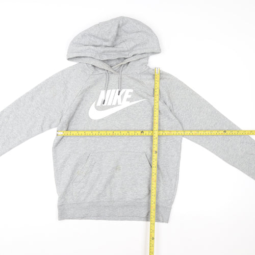 Nike Womens Grey XS Pullover Hoodie with Logo Print