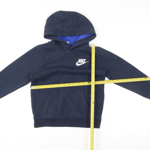 Nike Boys Navy Pullover Hoodie 6-7 Years Cotton Blend Logo Sweatshirt