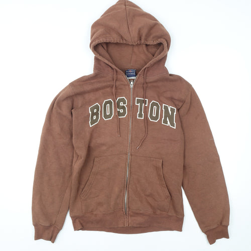 Bay State Apparel Womens Brown Small Zip Hoodie Jacket Boston Print