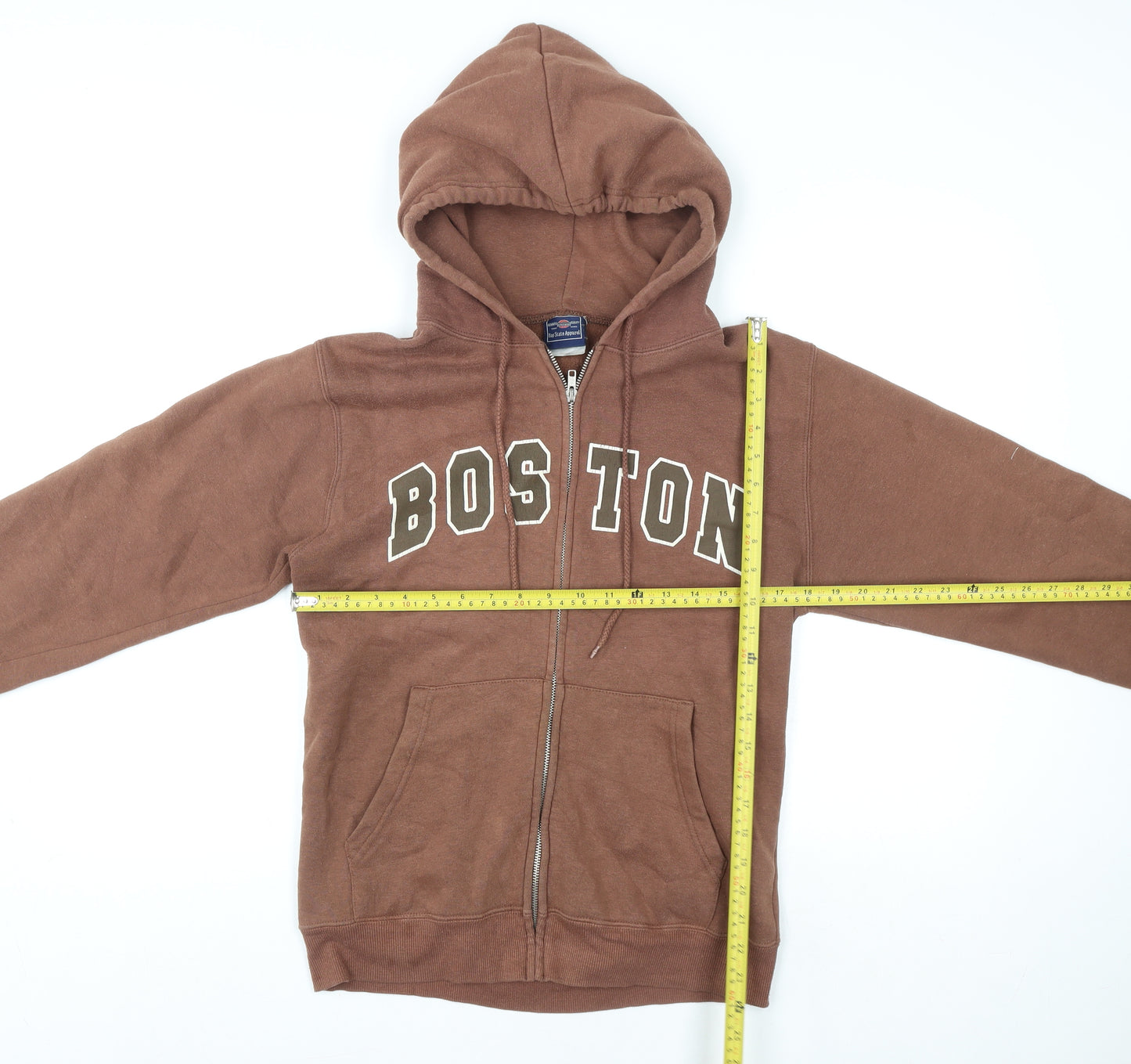 Bay State Apparel Womens Brown Small Zip Hoodie Jacket Boston Print