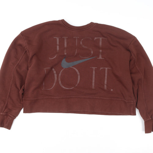 Nike Womens Brown Dri-FIT Pullover Sweatshirt Size S Crew Neck