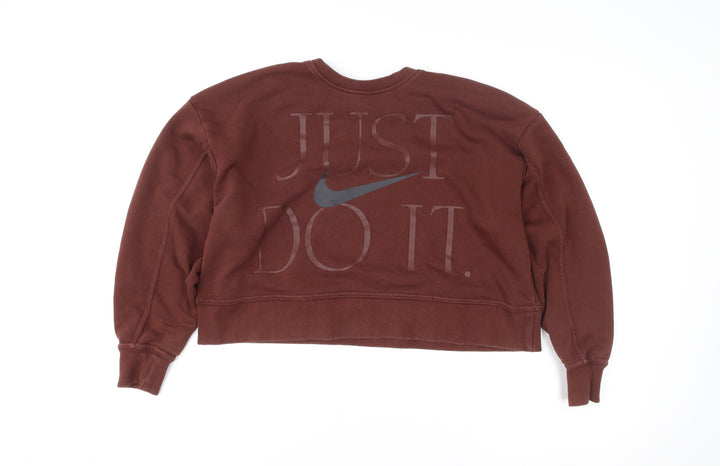 Nike Womens Brown Dri-FIT Pullover Sweatshirt Size S Crew Neck