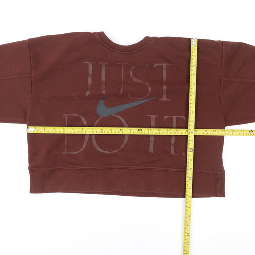 Nike Womens Brown Dri-FIT Pullover Sweatshirt Size S Crew Neck