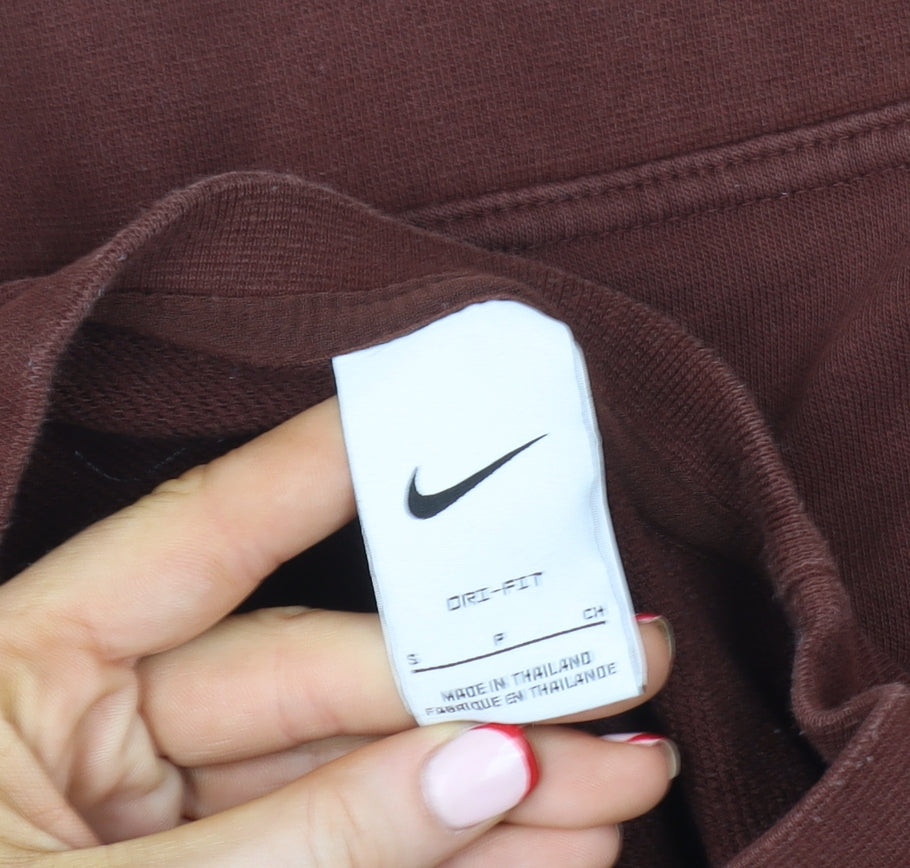 Nike Womens Brown Dri-FIT Pullover Sweatshirt Size S Crew Neck