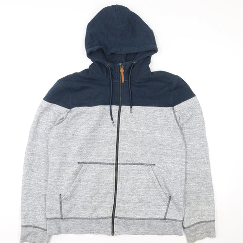 H&M LOGG Men's Grey & Navy Hooded Full Zip Jacket Size L